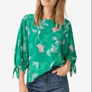 ellos Emerald Floral Tie-Sleeve Blouse